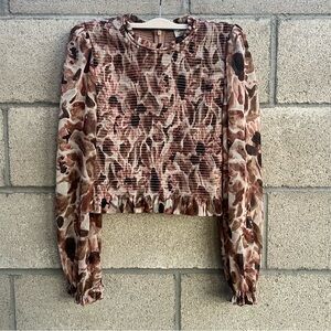 Wilfred Aritzia Floral Ruched Crop Top Size M